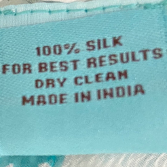 Letarte sheer handmade 100% silk beaded tunic top white & turquoise size small - Picture 10 of 11